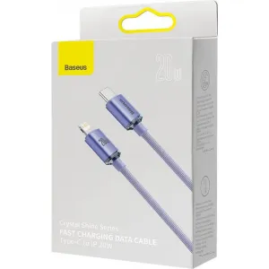 Kábel Baseus Crystal Shine USB-C na Lightning, 20 W, PD, 1,2 m (fialový) 030329
