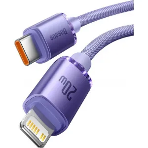 Kábel Baseus Crystal Shine USB-C na Lightning, 20 W, PD, 1,2 m (fialový) 030329