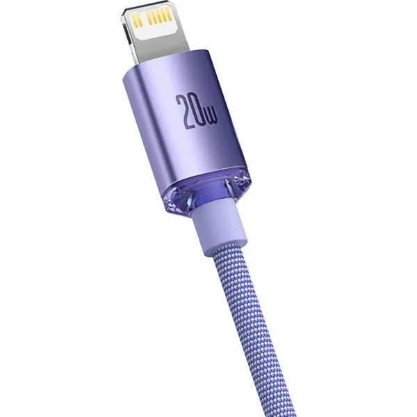 Kábel Baseus Crystal Shine USB-C na Lightning, 20 W, PD, 1,2 m (fialový) 030329