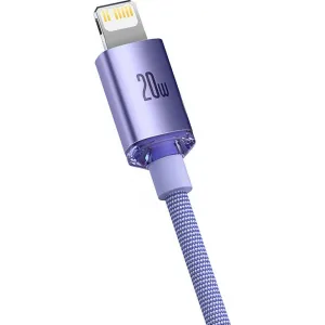 Kábel Baseus Crystal Shine USB-C na Lightning, 20 W, PD, 1,2 m (fialový) 030329