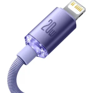 Kábel Baseus Crystal Shine USB-C na Lightning, 20 W, PD, 1,2 m (fialový) 030329