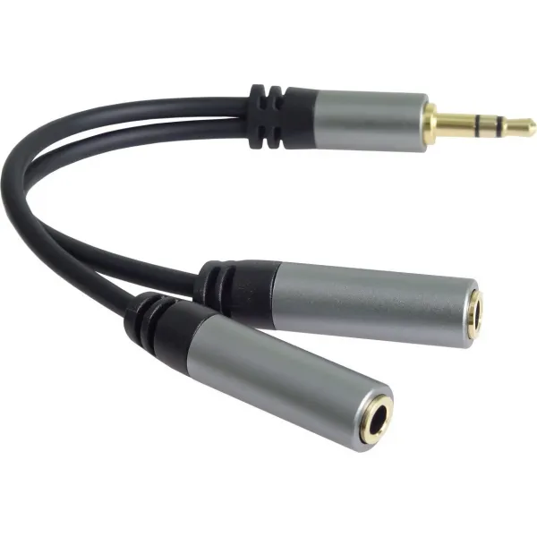 PremiumCord rozdvojka HQ 3,5mm Jack Male - 2x Jack Female 15cm