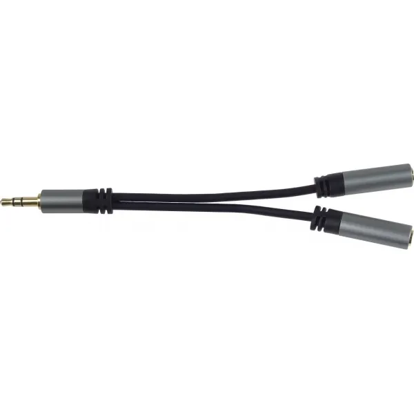 PremiumCord rozdvojka HQ 3,5mm Jack Male - 2x Jack Female 15cm