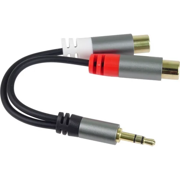 PremiumCord kabel HQ Jack 3.5mm Male - 2x CINCH Female 15cm