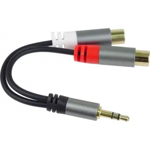 PremiumCord kabel HQ Jack 3.5mm Male - 2x CINCH Female 15cm