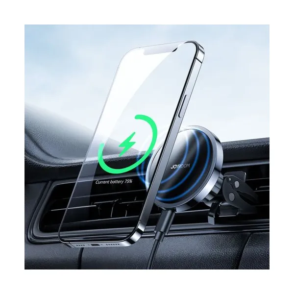Joyroom Car Mount bezdrôtový Charger MagSafe Clamp Holder (Air Outlet Verison) 4.5-6.7 inch, 15W, čierna (JR-ZS240-AIR)
