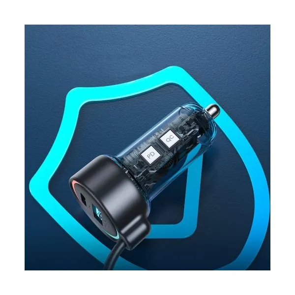 Nabíjačka do auta Joyroom JR-CL07, 3v1, 1xUSB 1xUSB-C + 55W kábel USB-C (čierny) 044855