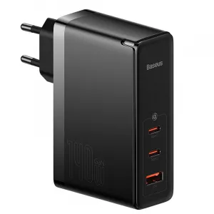 Baseus Quick Nabíjací adaptér USB-A / 2x USB-C 140W, Čierny