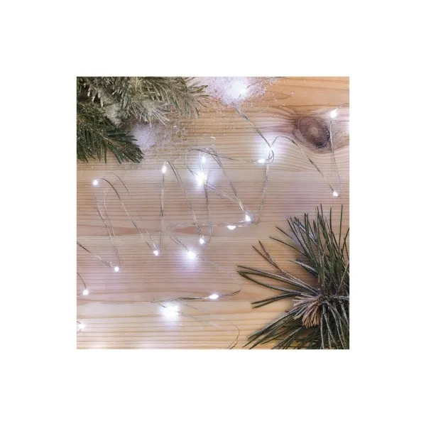 EMOS Lighting LED vianočná nano reťaz, 1,9 m, 2x AA, vnútorná, studená biela, časovač
