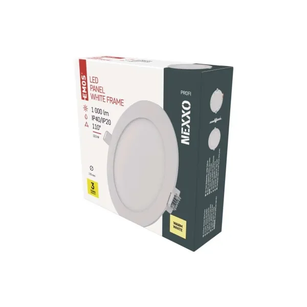 EMOS Lighting LED vstavané svietidlo NEXXO, kruhové, biely, 12W, teplá biela