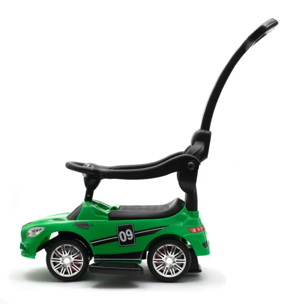 Detské odrážadlo so zvukom a vodiacou tyčou Baby Mix RACER zelené
