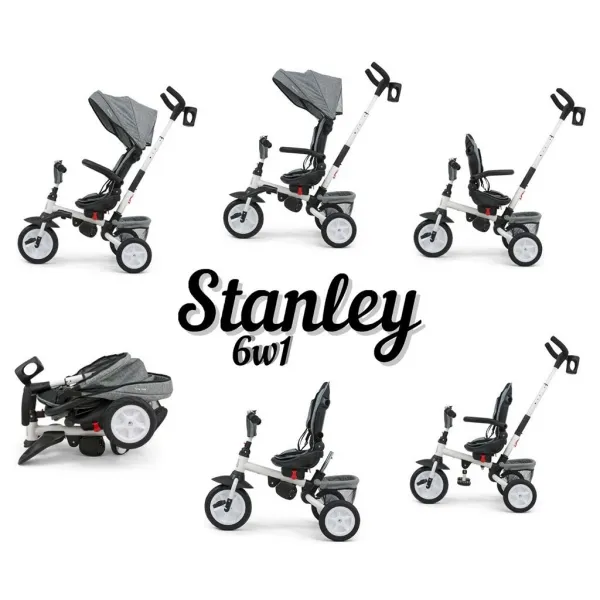 Detská trojkolka 6v1 Milly Mally Stanley grey