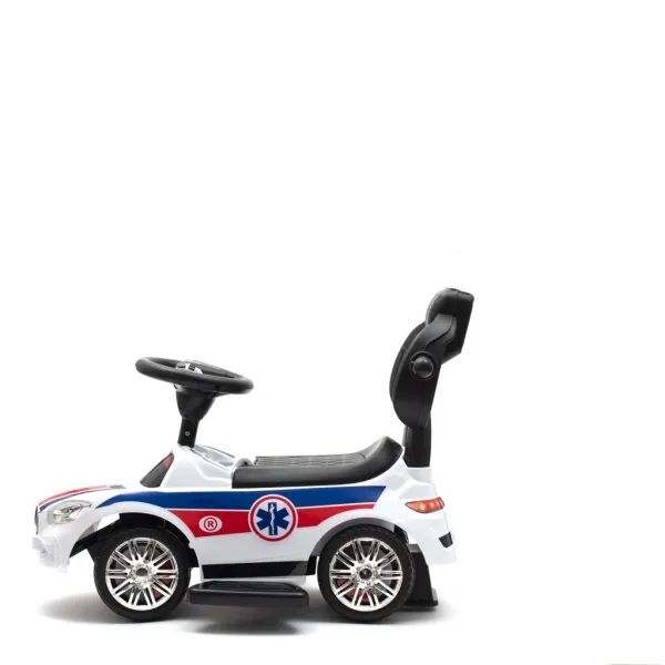 Detské odrážadlo so zvukom Baby Mix AMBULANCE biele