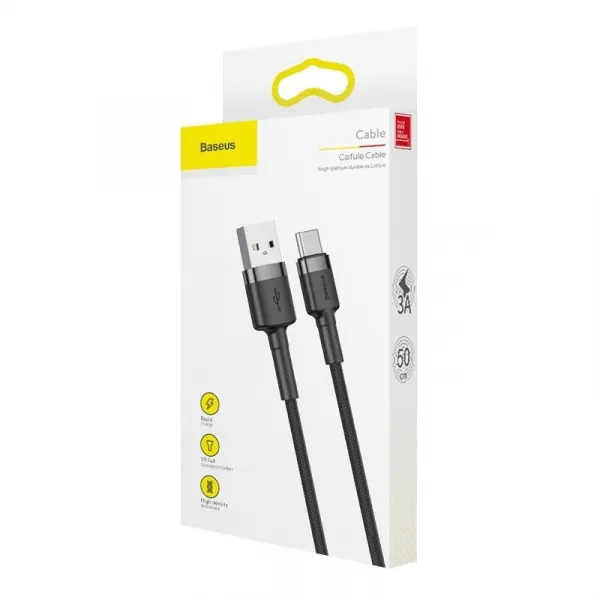 Baseus Type-C Cafule Cable 3A 1m Gray + čierna (CATKLF-BG1)