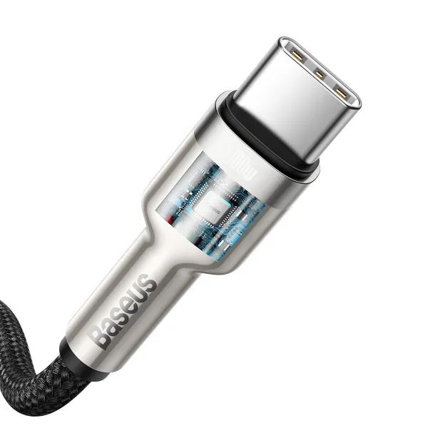 Baseus Cafule Series USB-C samec na USB-C samec nabíjací/dátový kábel s kovovými koncovkami 100 W 2 m, čierny