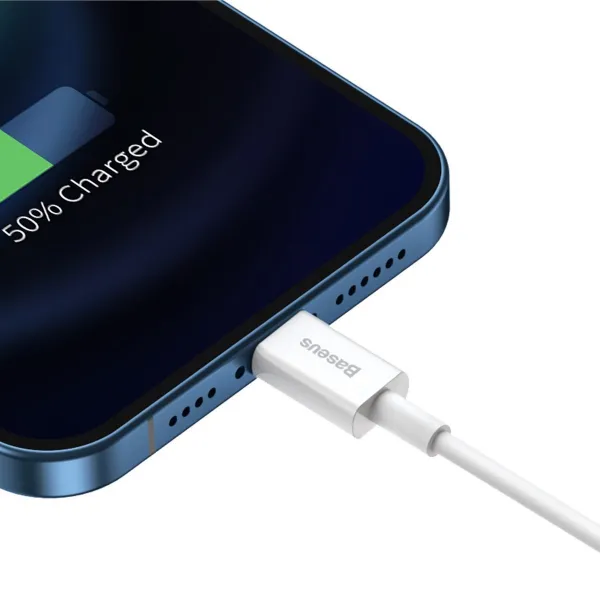 Kábel USB na Lightning Baseus Superior Series, 2,4 A, 2 m (biely) 026223
