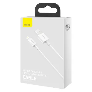 Kábel USB na Lightning Baseus Superior Series, 2,4 A, 2 m (biely) 026223