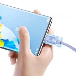 Kábel Baseus Crystal Shine USB na USB-C, 5A, 1,2 m (fialový) 030616