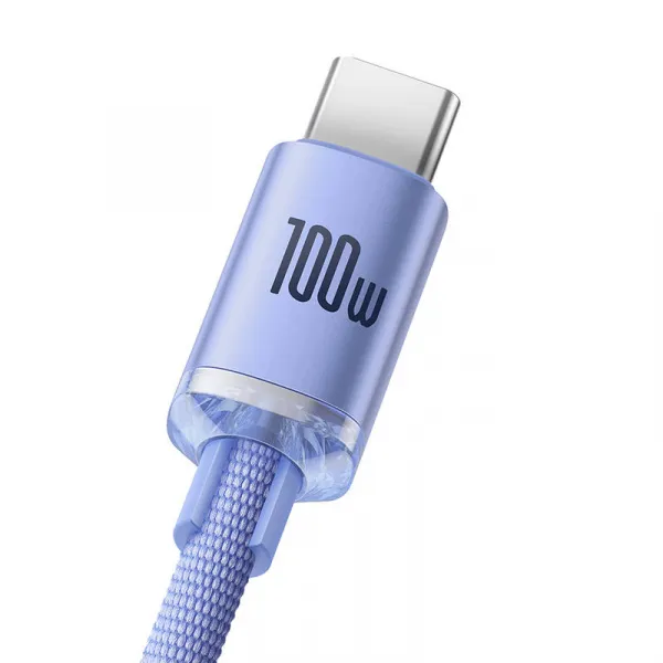 Kábel Baseus Crystal Shine USB na USB-C, 5A, 1,2 m (fialový) 030616