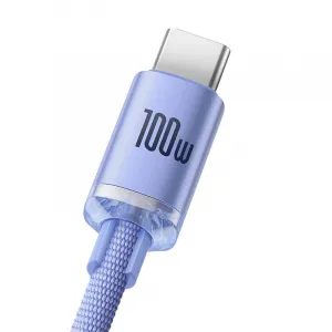 Kábel Baseus Crystal Shine USB na USB-C, 5A, 1,2 m (fialový) 030616