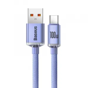 Kábel Baseus Crystal Shine USB na USB-C, 5A, 1,2 m (fialový) 030616