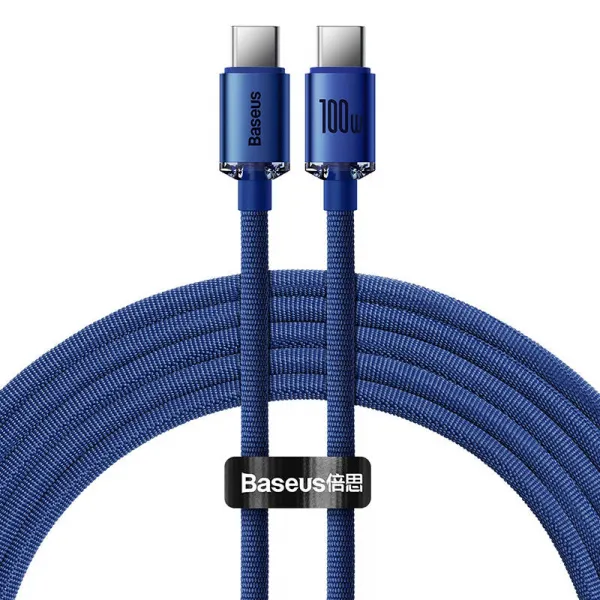 Kábel Baseus Crystal Shine USB-C na USB-C, 100 W, 1,2 m (modrý) 030621