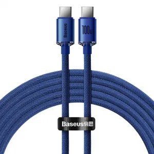 Kábel Baseus Crystal Shine USB-C na USB-C, 100 W, 1,2 m (modrý) 030621