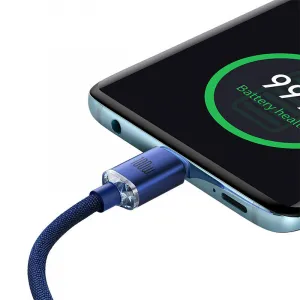 Kábel Baseus Crystal Shine USB-C na USB-C, 100 W, 1,2 m (modrý) 030621