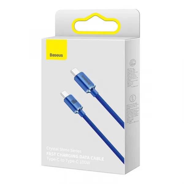 Kábel Baseus Crystal Shine USB-C na USB-C, 100 W, 1,2 m (modrý) 030621