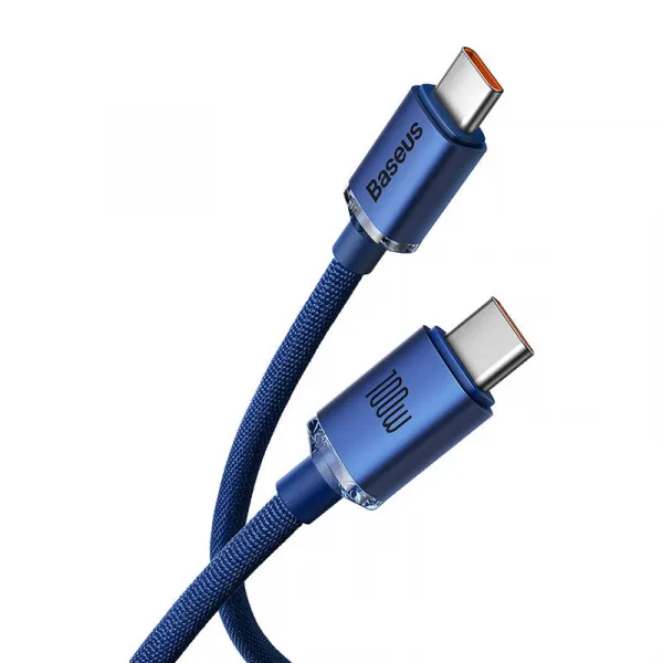 Kábel Baseus Crystal Shine USB-C na USB-C, 100 W, 1,2 m (modrý) 030621