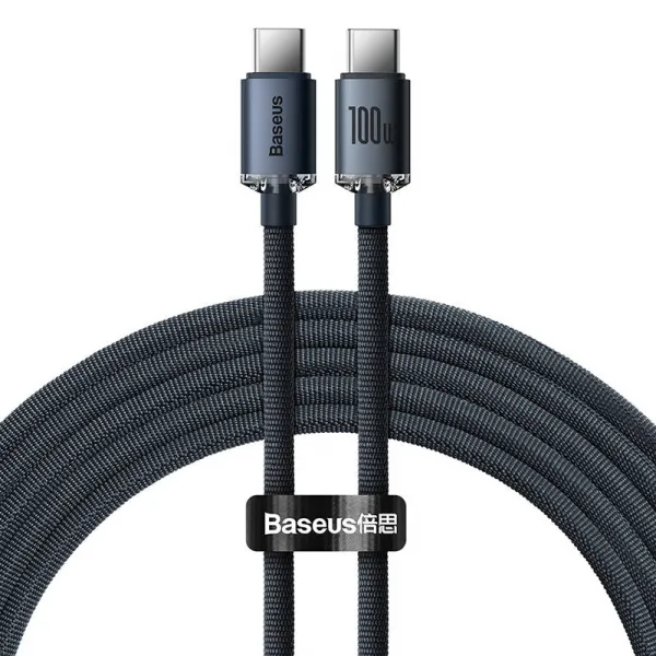 Baseus Crystal Shine Series USB-C / USB-C 100W 2m nabíjací / dátový kábel, čierny