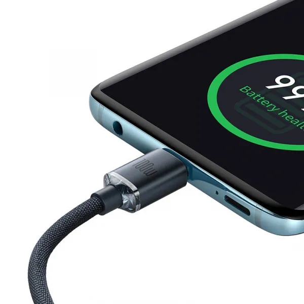 Baseus Crystal Shine Series USB-C / USB-C 100W 2m nabíjací / dátový kábel, čierny