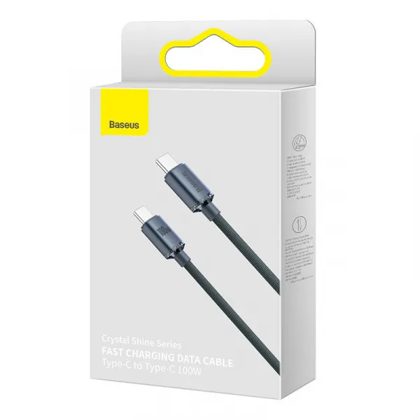 Baseus Crystal Shine Series USB-C / USB-C 100W 2m nabíjací / dátový kábel, čierny