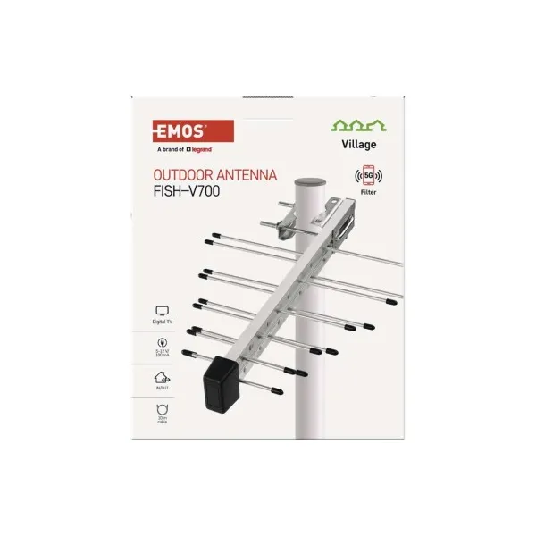 EMOS Anténa univerzálna VILLAGE FISH–V700, DVB-T2, DAB, filter LTE/4G/5G