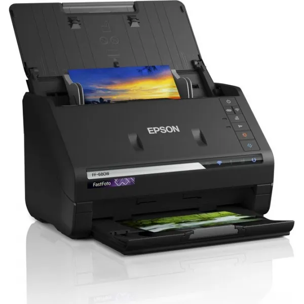 Skener EPSONFastFoto FF-680W, A4, 600x600 dpi, 24 bitov farebnej hĺbky, USB 3.0, Bezdrôtová sieť LAN