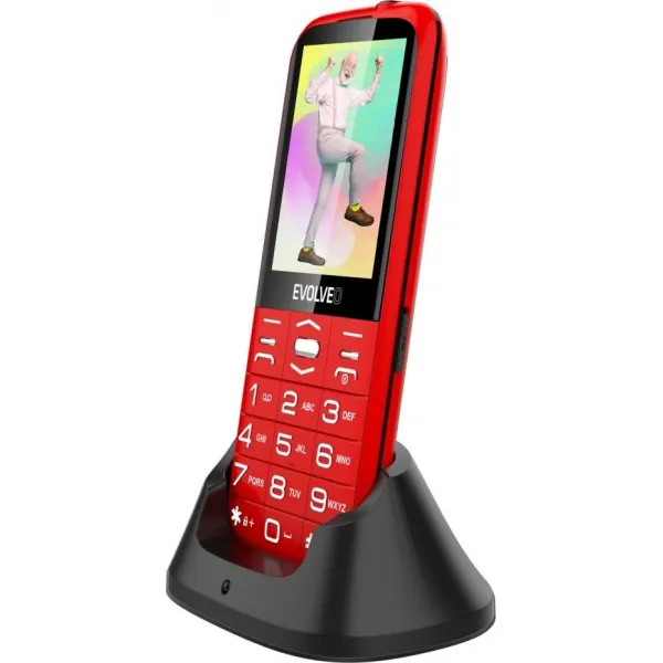 Evolveo EasyPhone XO, mobilný telefón pre seniorov s nabíjacím stojanom, červený EP-630-XOR