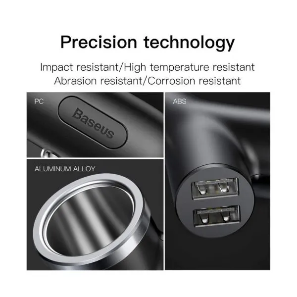 Baseus Car Charger Y-type dual USB + cigarette lighter extended, 3.4A, čierna (CCALL-YX01)