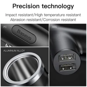 Baseus Car Charger Y-type dual USB + cigarette lighter extended, 3.4A, čierna (CCALL-YX01)