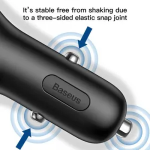 Baseus Car Charger Y-type dual USB + cigarette lighter extended, 3.4A, čierna (CCALL-YX01)