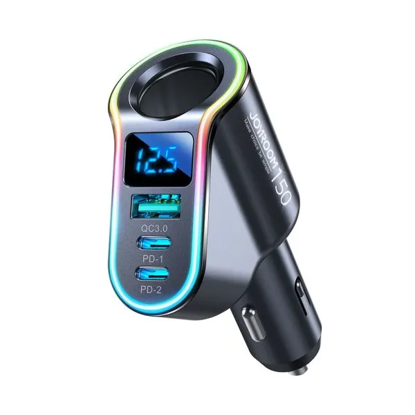 Joyroom nabíjačka do auta JR-CL21, 4v1, 1x USB QC3.0, 2x USB-C PD 150W (čierna) 044731