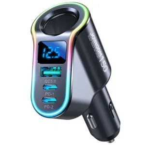 Joyroom nabíjačka do auta JR-CL21, 4v1, 1x USB QC3.0, 2x USB-C PD 150W (čierna) 044731