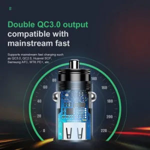 Baseus Square 2xUSB QC3.0 5A 30W nabíjačka do auta (čierna) 018455