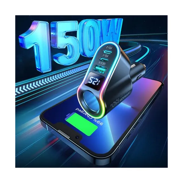 Joyroom nabíjačka do auta JR-CL21, 4v1, 1x USB QC3.0, 2x USB-C PD 150W (čierna) 044731