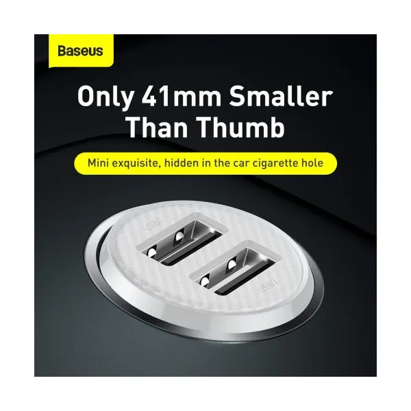 Baseus Grain Pro 2x USB 4,8A nabíjačka do auta (biela) 025367