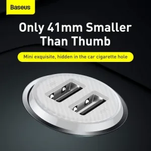 Baseus Grain Pro 2x USB 4,8A nabíjačka do auta (biela) 025367