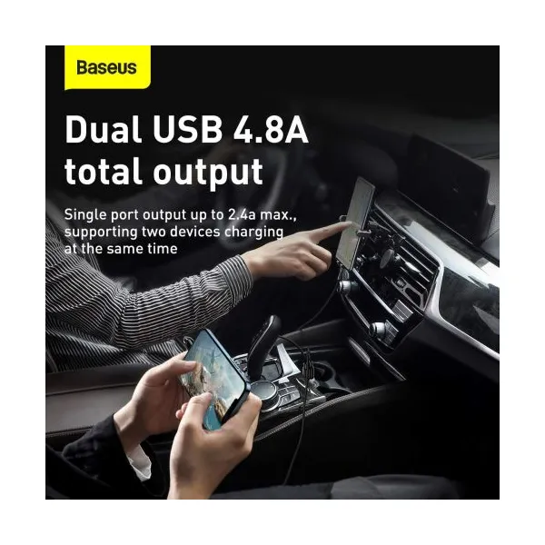 Baseus Grain Pro 2x USB 4,8A nabíjačka do auta (biela) 025367