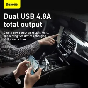 Baseus Grain Pro 2x USB 4,8A nabíjačka do auta (biela) 025367