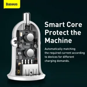 Baseus Grain Pro 2x USB 4,8A nabíjačka do auta (biela) 025367