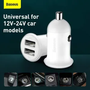 Baseus Grain Pro 2x USB 4,8A nabíjačka do auta (biela) 025367