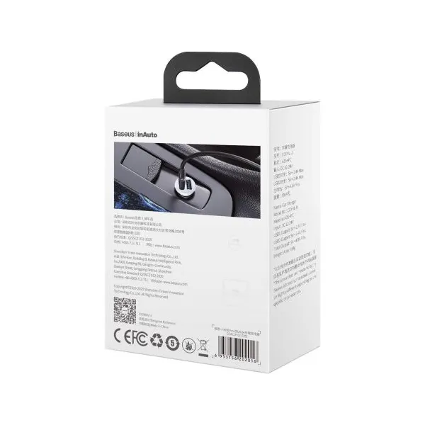 Baseus Grain Pro 2x USB 4,8A nabíjačka do auta (biela) 025367